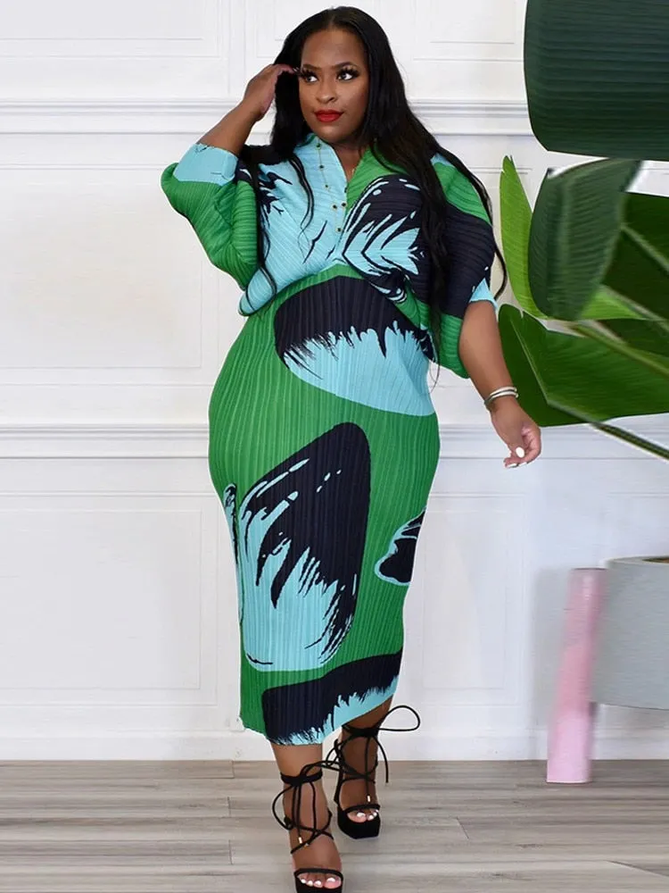 3/4 Sleeve V-Neck Slim Dress