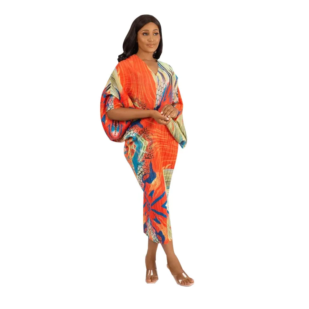 3/4 Sleeve V-Neck Slim Dress