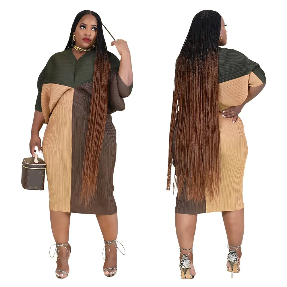 3/4 Sleeve V-Neck Slim Dress