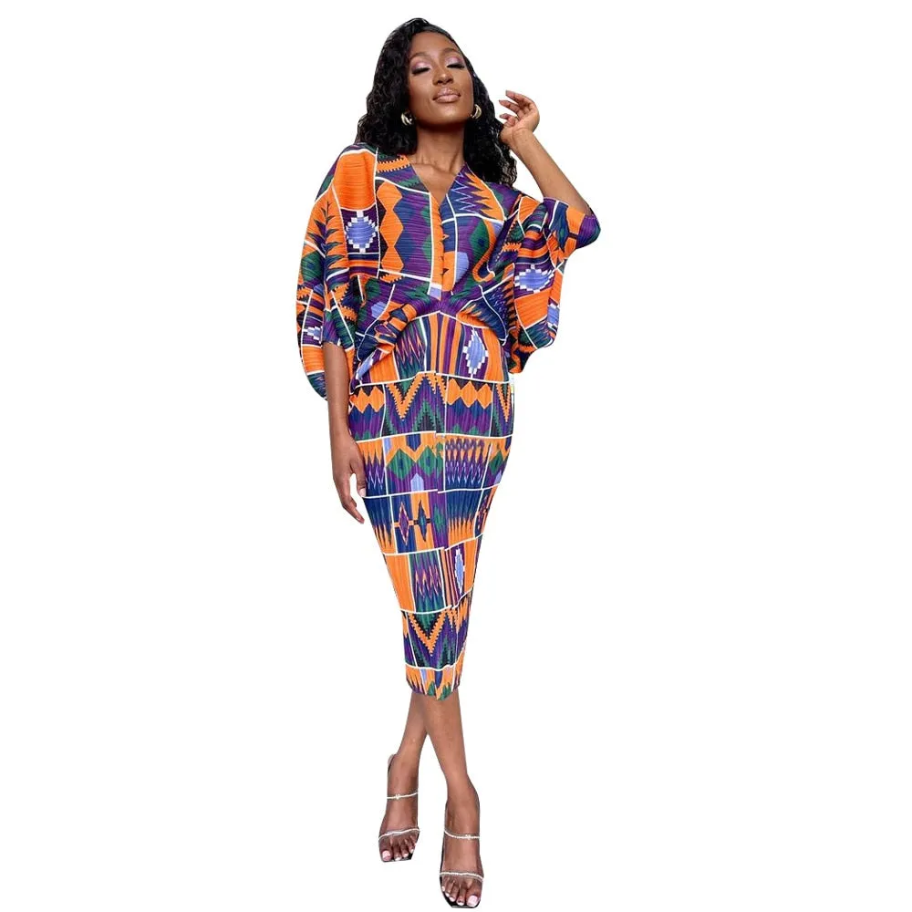3/4 Sleeve V-Neck Slim Dress