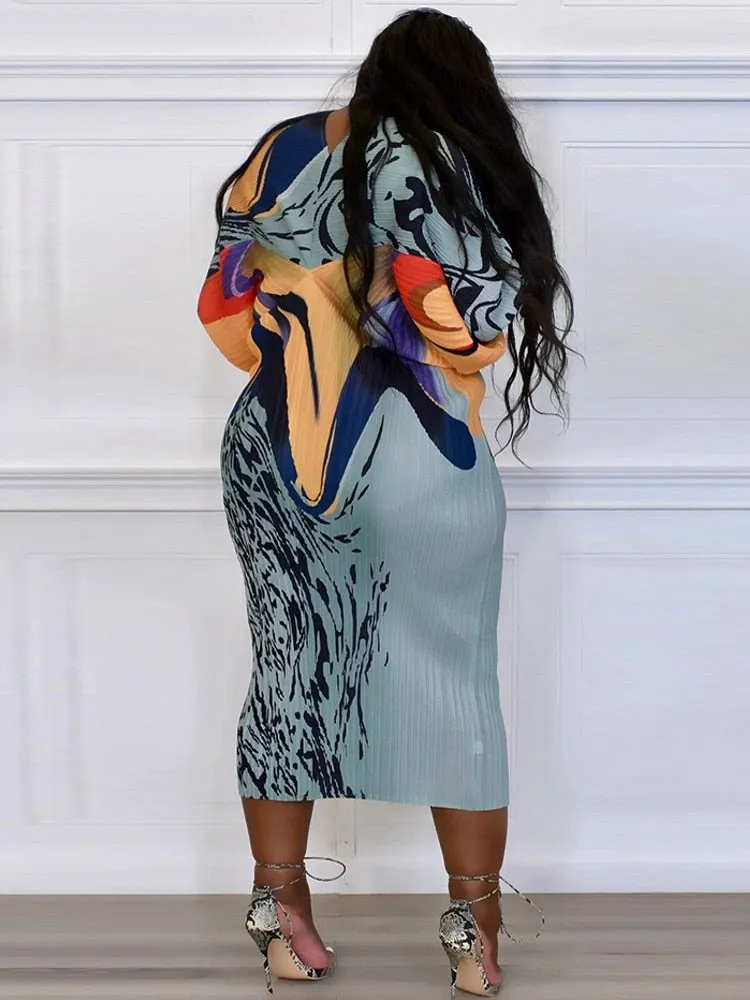 3/4 Sleeve V-Neck Slim Dress