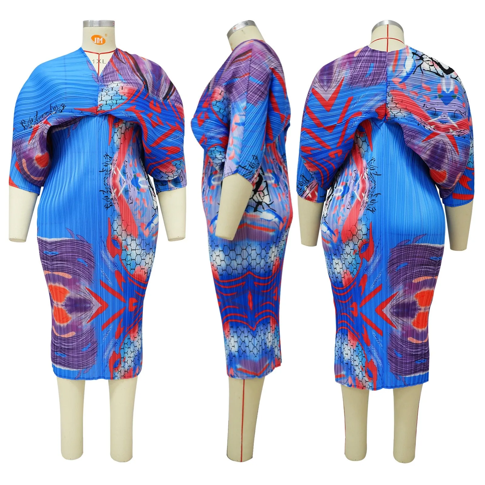 3/4 Sleeve V-Neck Slim Dress