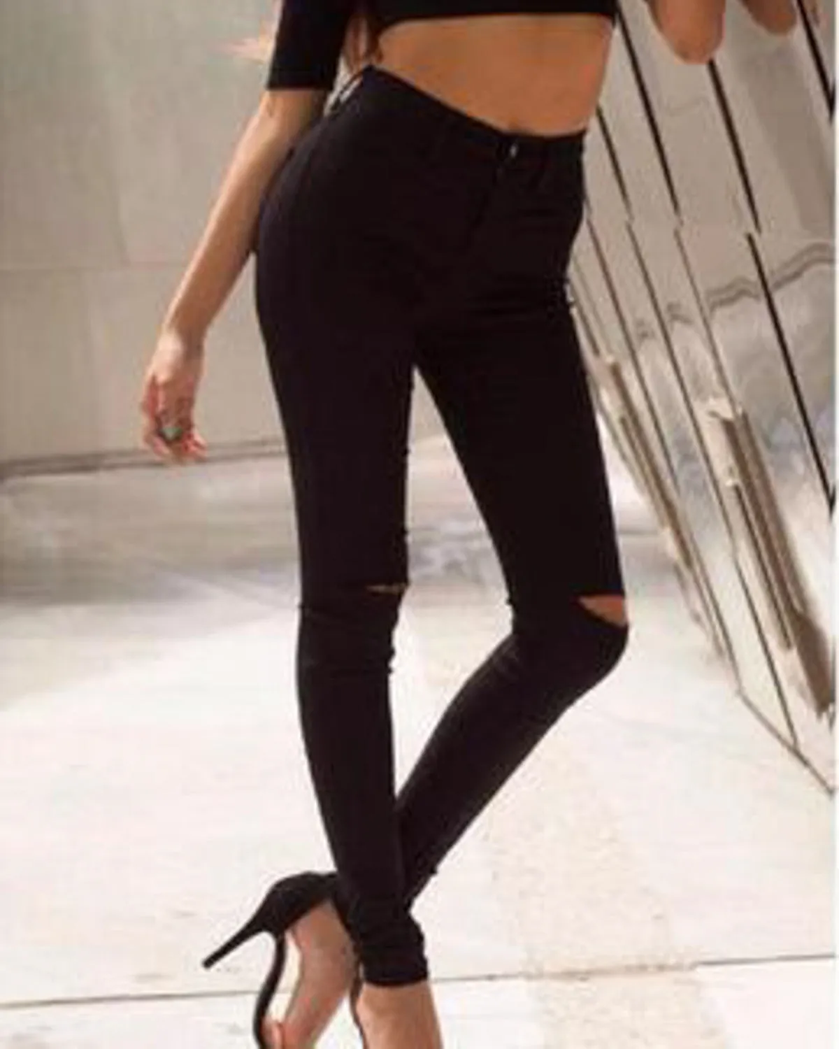 Black Knee Ripped Jeans