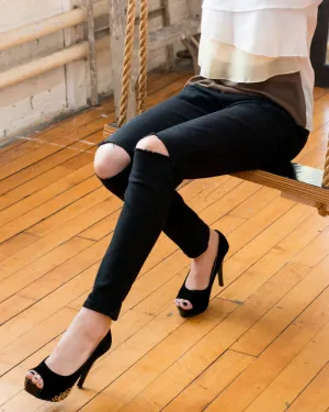 Black Knee Ripped Jeans