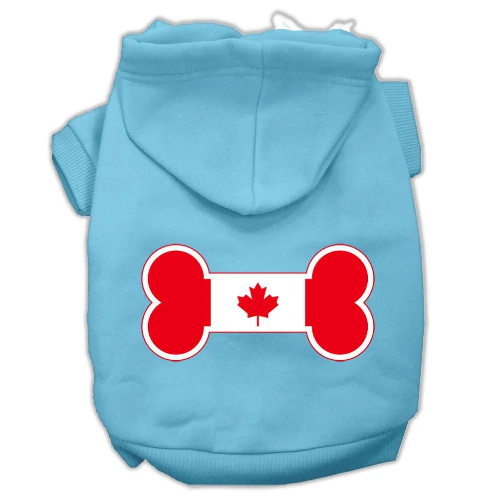 Bone Shaped Canadian Flag Screen Print Pet Hoodies Baby Blue XS (8)