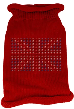 British Flag Rhinestone Knit Pet Sweater XXL Red