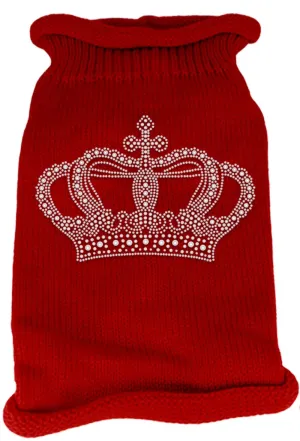 Crown Rhinestone Knit Pet Sweater XXL Red