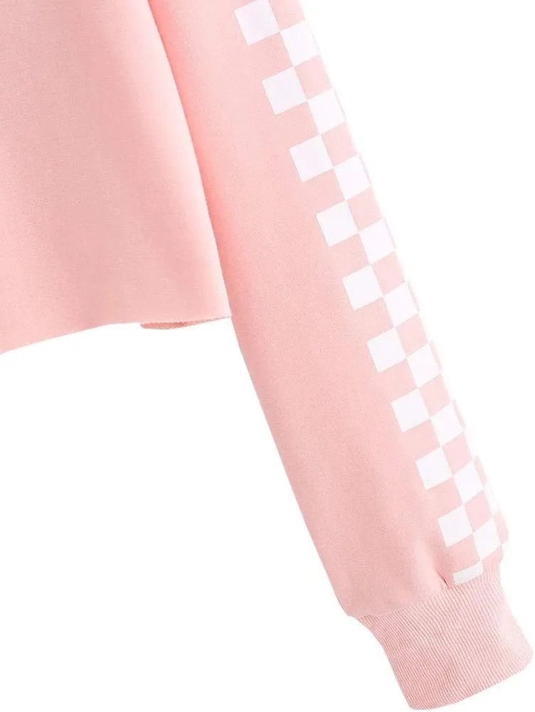 Imily Bela Kids Crop Tops Girls Hoodies Cute Plaid Long Sleeve Fashion Sweatshirts
