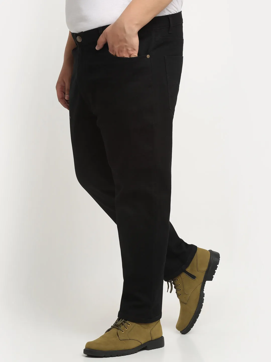 Men Plus Size Comfort Regular-Fit Stretchable Cotton Jeans