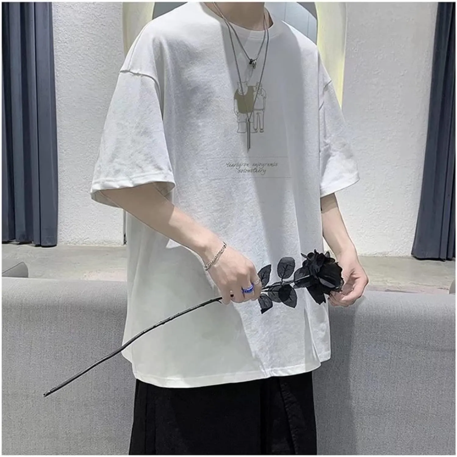 Men Women Y2K Anime T-Shirt Japanese Graphic Tee Korean Preppy Harajuku Short Sleeve Top Streetwear Hip Hop Oversized Clothes