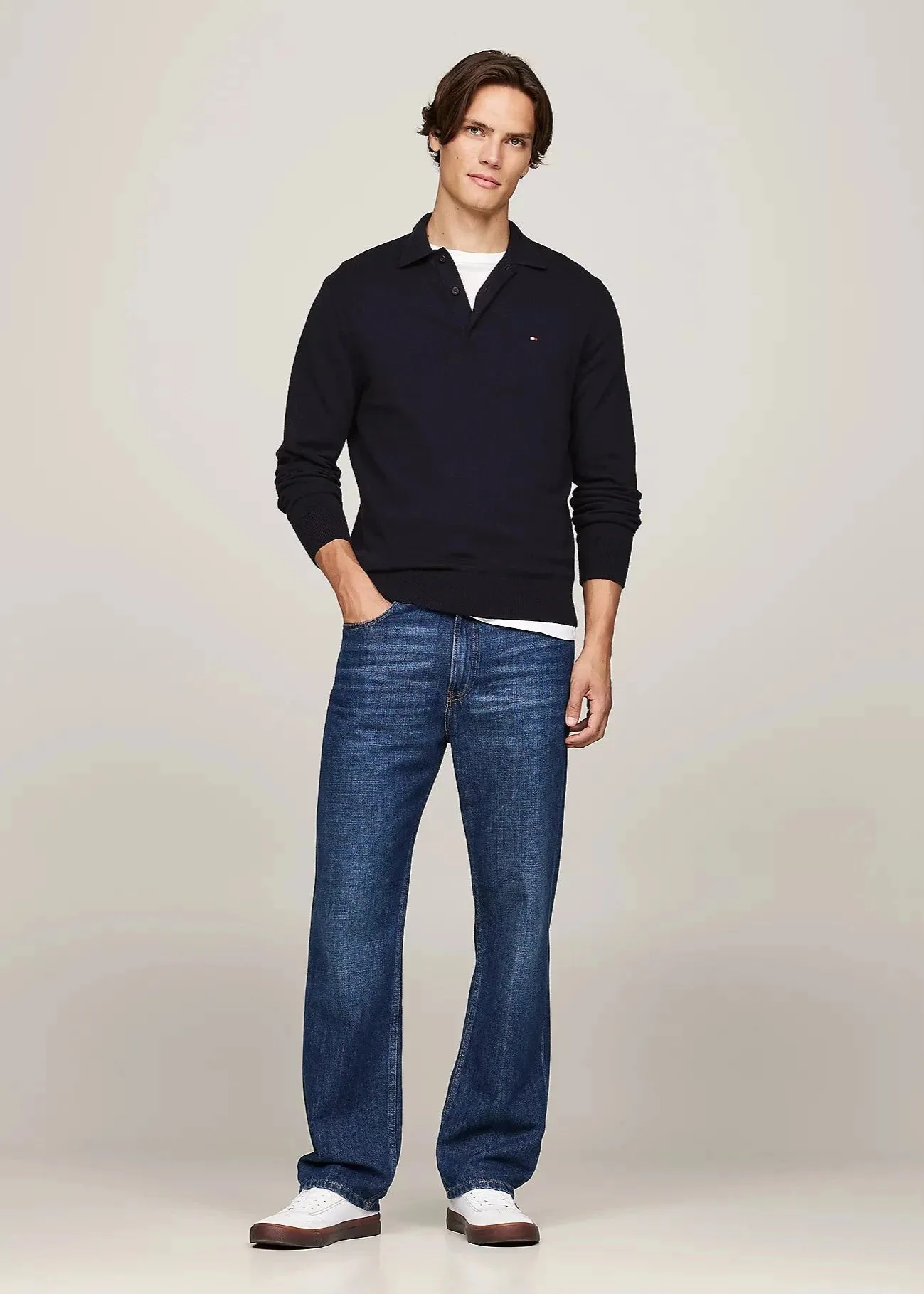 Pull col polo Tommy Hilfiger marine
