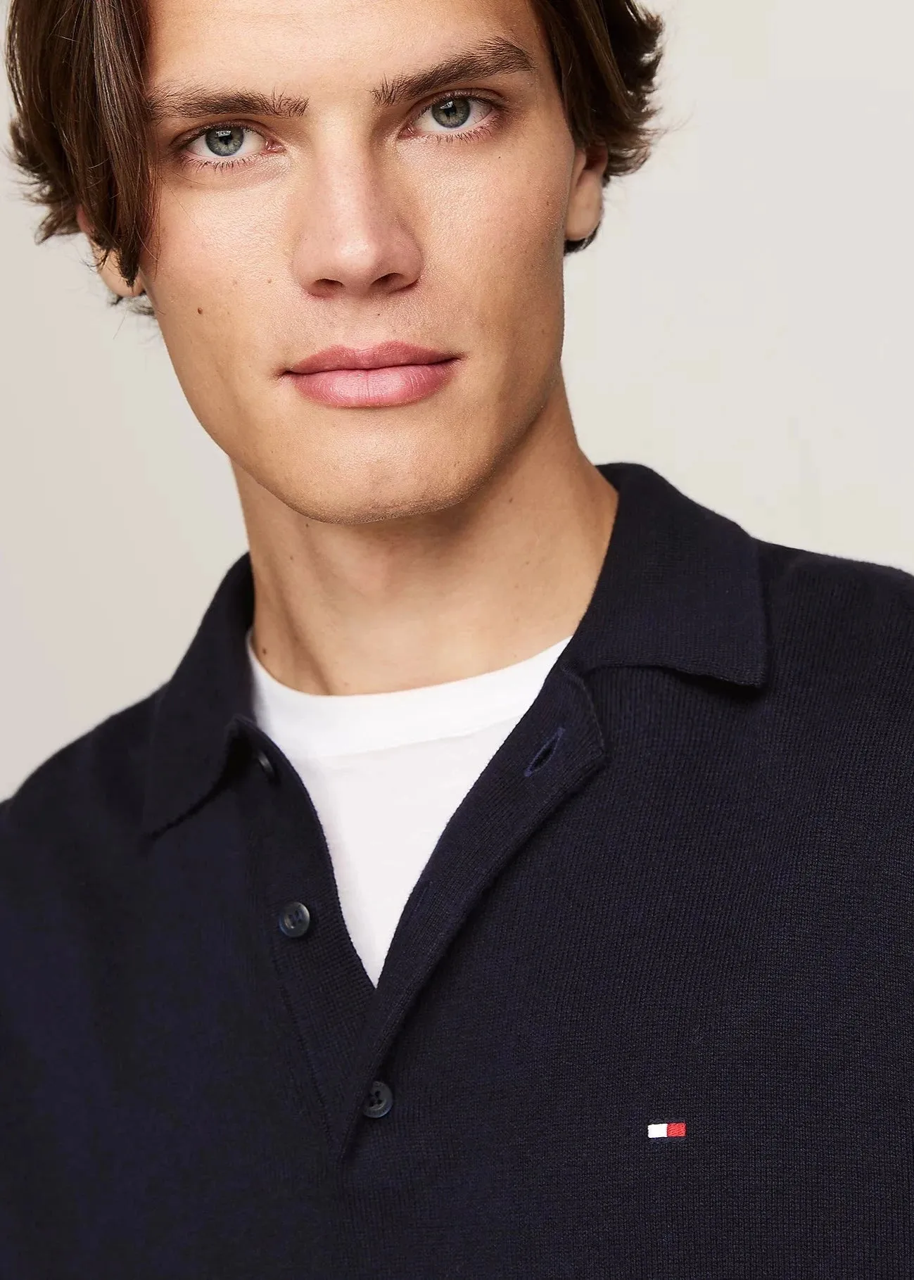 Pull col polo Tommy Hilfiger marine