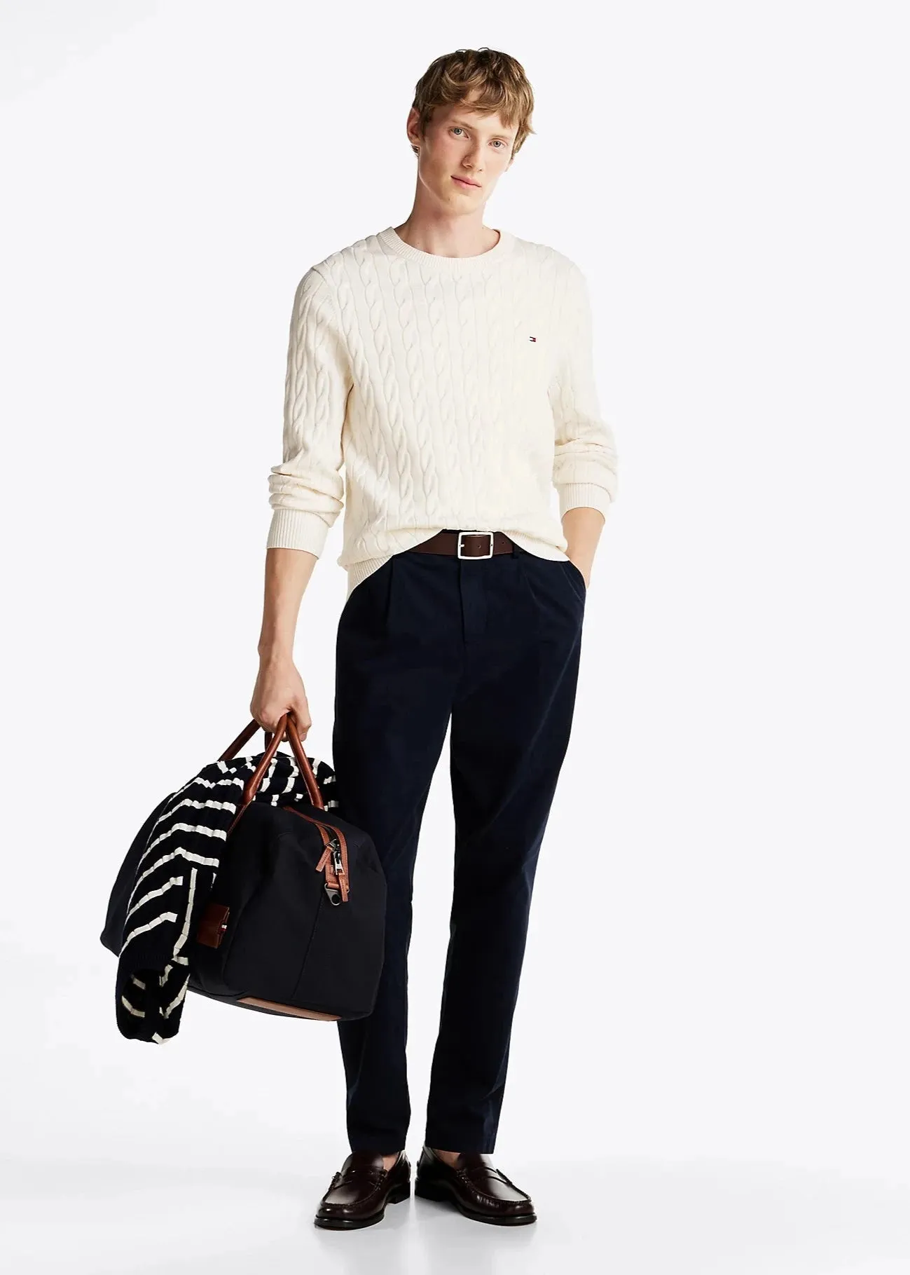 Pull torsadé Tommy Hilfiger beige