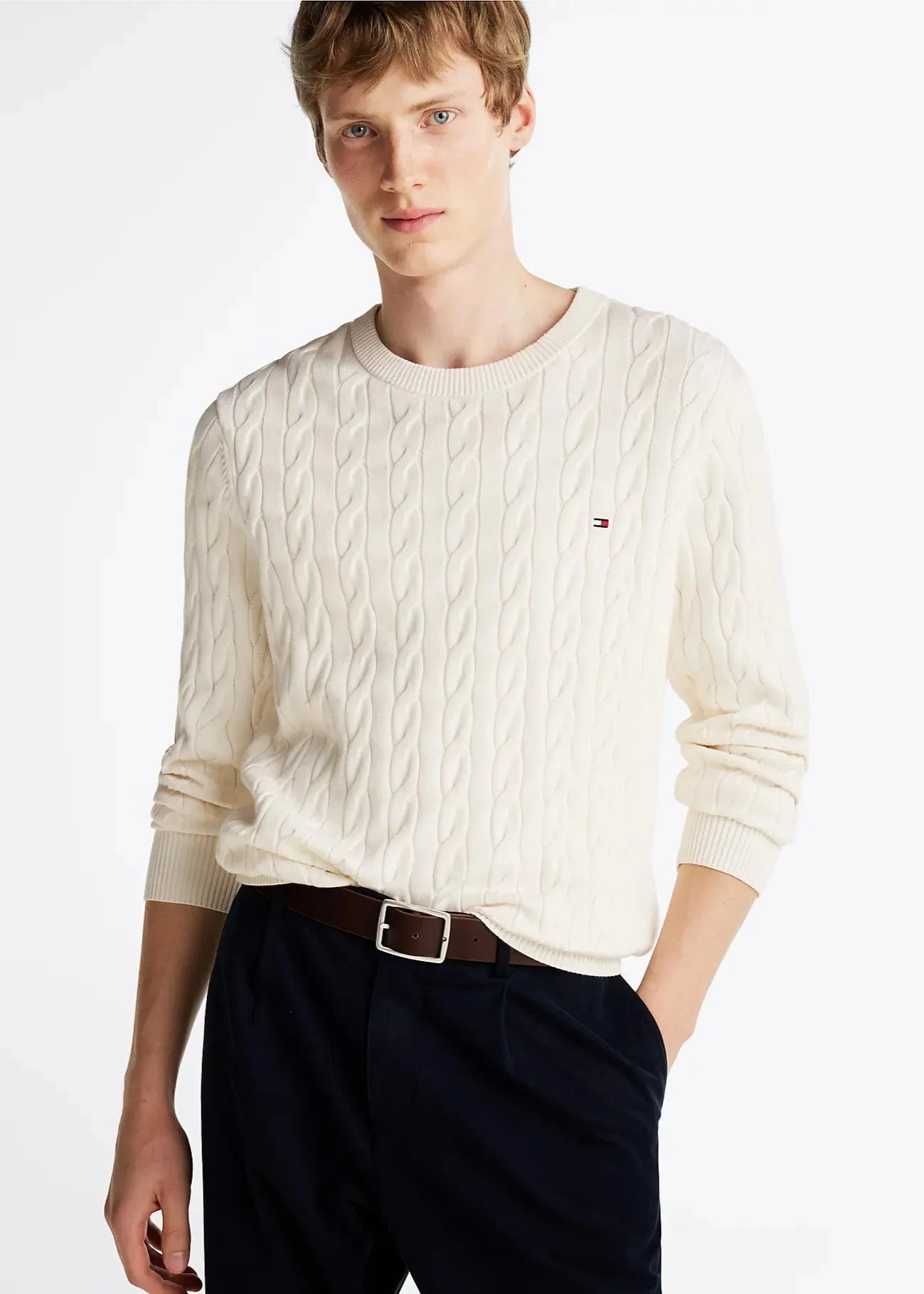 Pull torsadé Tommy Hilfiger beige