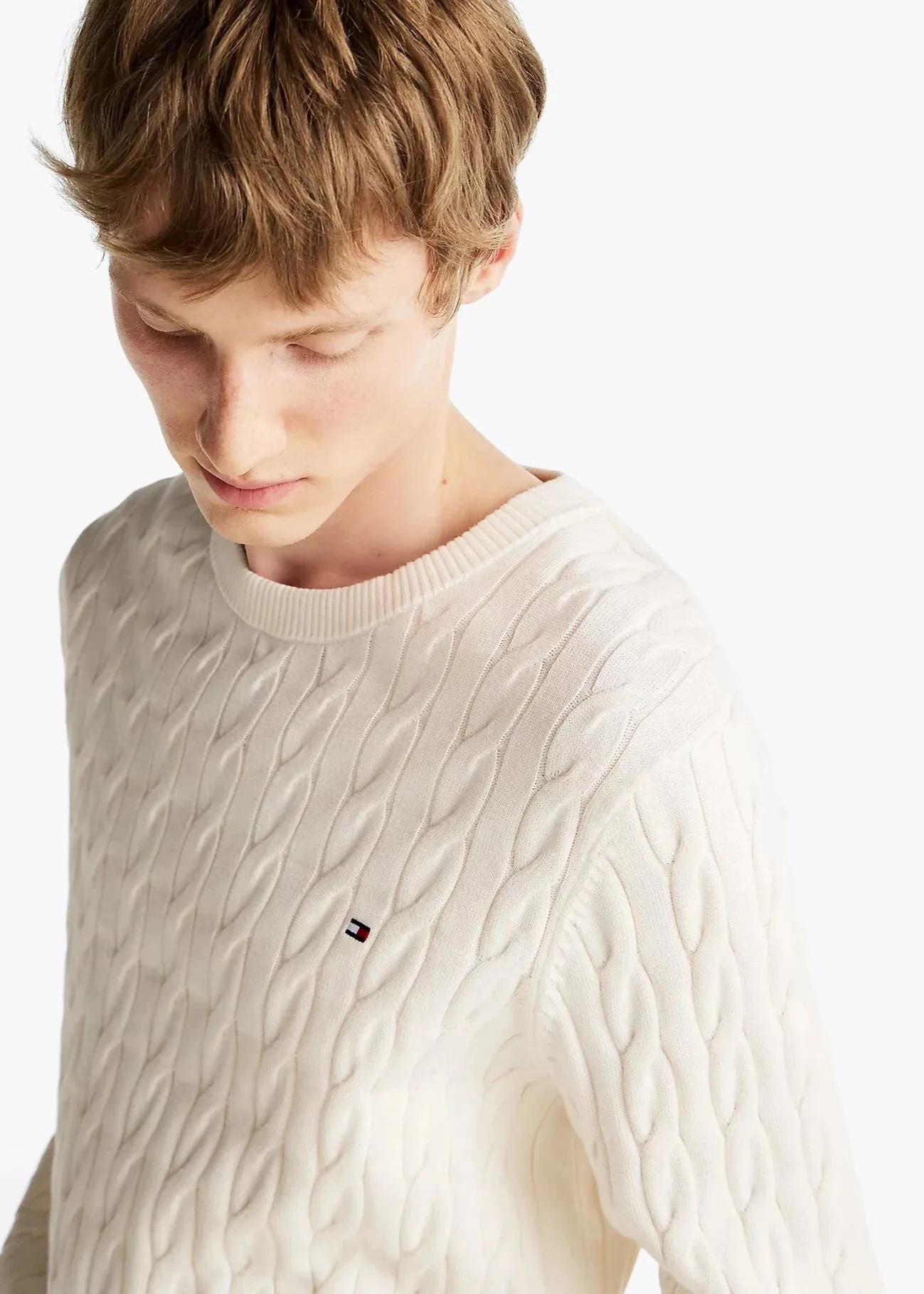 Pull torsadé Tommy Hilfiger beige