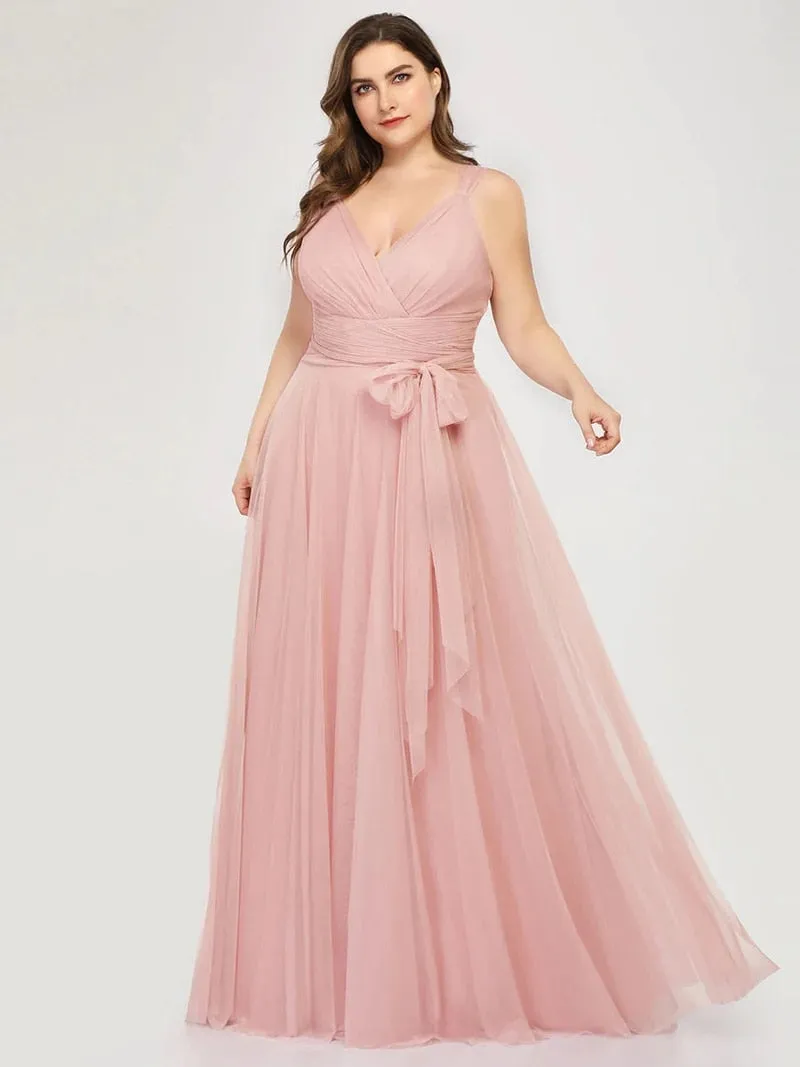 V-Neck Sleeveless A-LINE Floor-Length Lace Dress