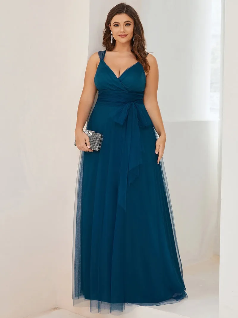 V-Neck Sleeveless A-LINE Floor-Length Lace Dress
