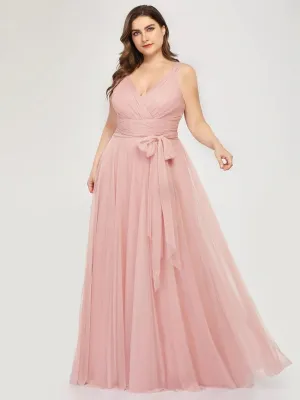 V-Neck Sleeveless A-LINE Floor-Length Lace Dress