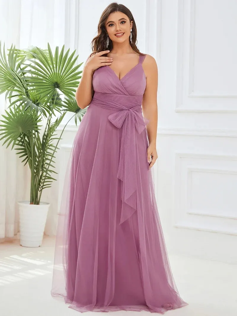 V-Neck Sleeveless A-LINE Floor-Length Lace Dress