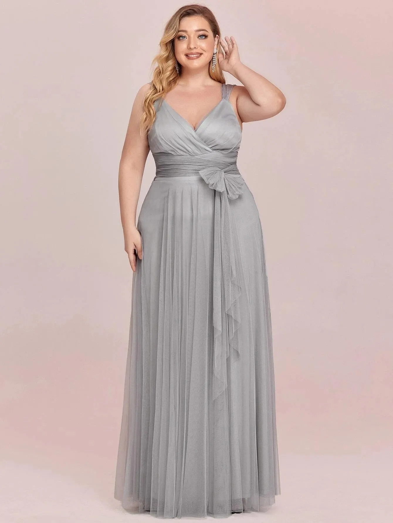 V-Neck Sleeveless A-LINE Floor-Length Lace Dress