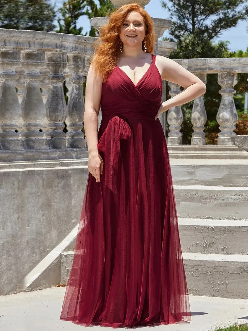V-Neck Sleeveless A-LINE Floor-Length Lace Dress
