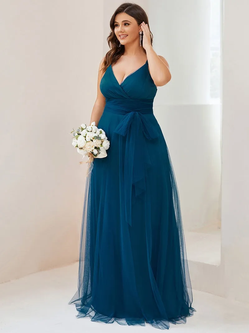 V-Neck Sleeveless A-LINE Floor-Length Lace Dress