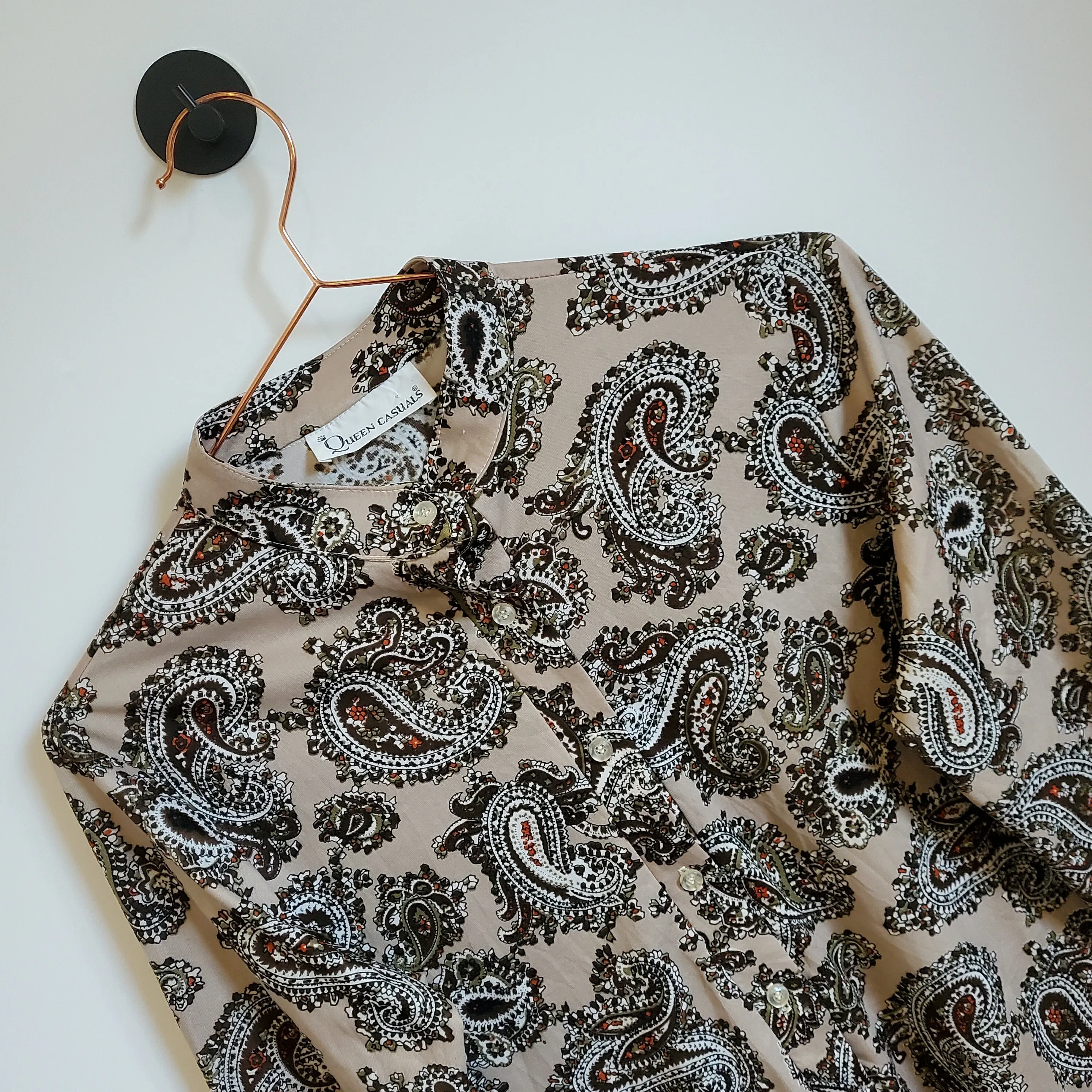 Vintage 80s Paisley Print Blouse | Size 8