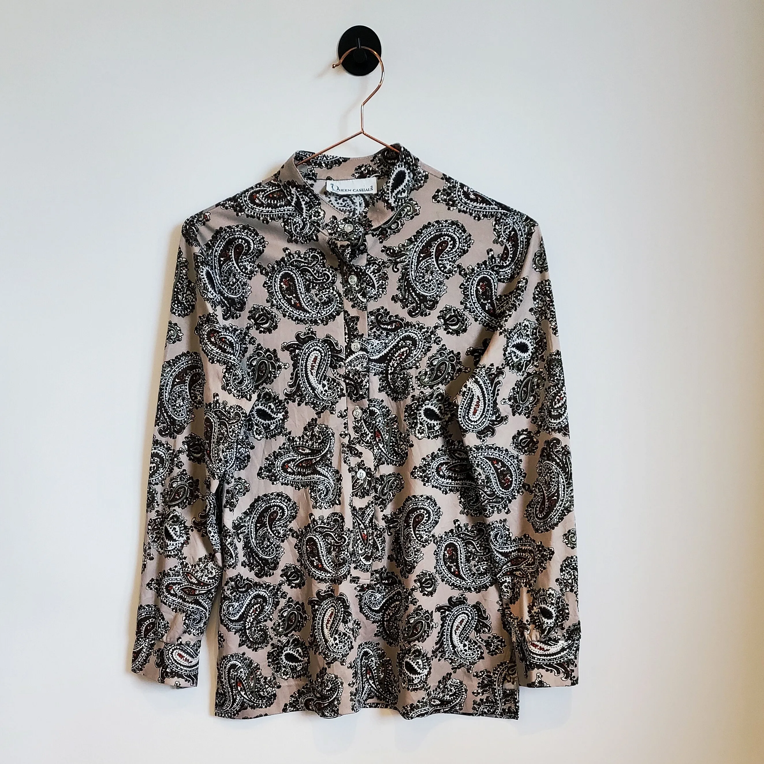 Vintage 80s Paisley Print Blouse | Size 8